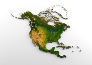 3D map of north america