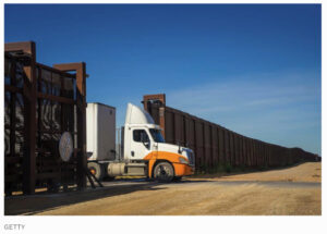 Semi truck near the border