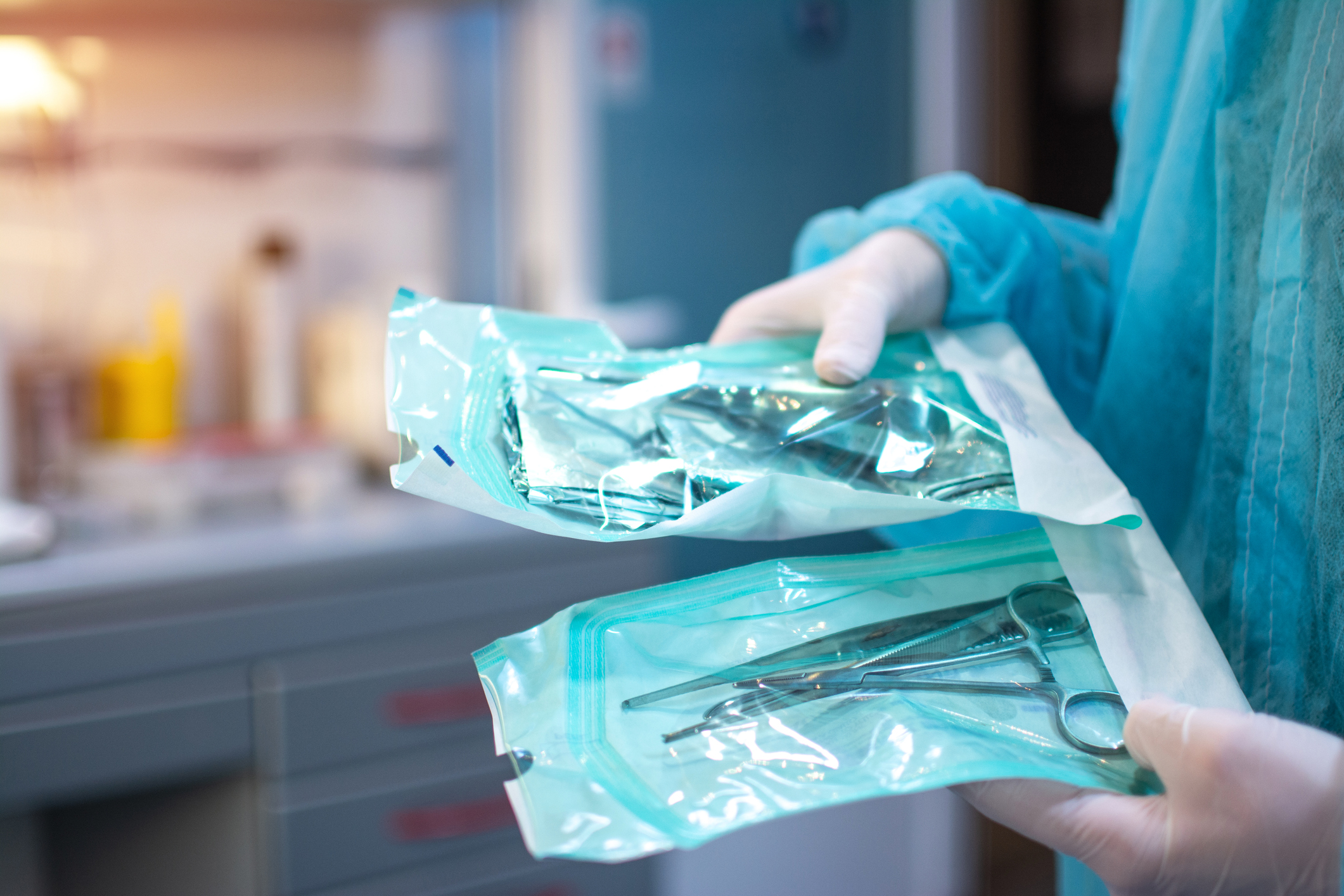 close up of medical surgical pack manufacturing