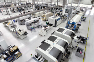 modern industrial factory for the production of electronic components